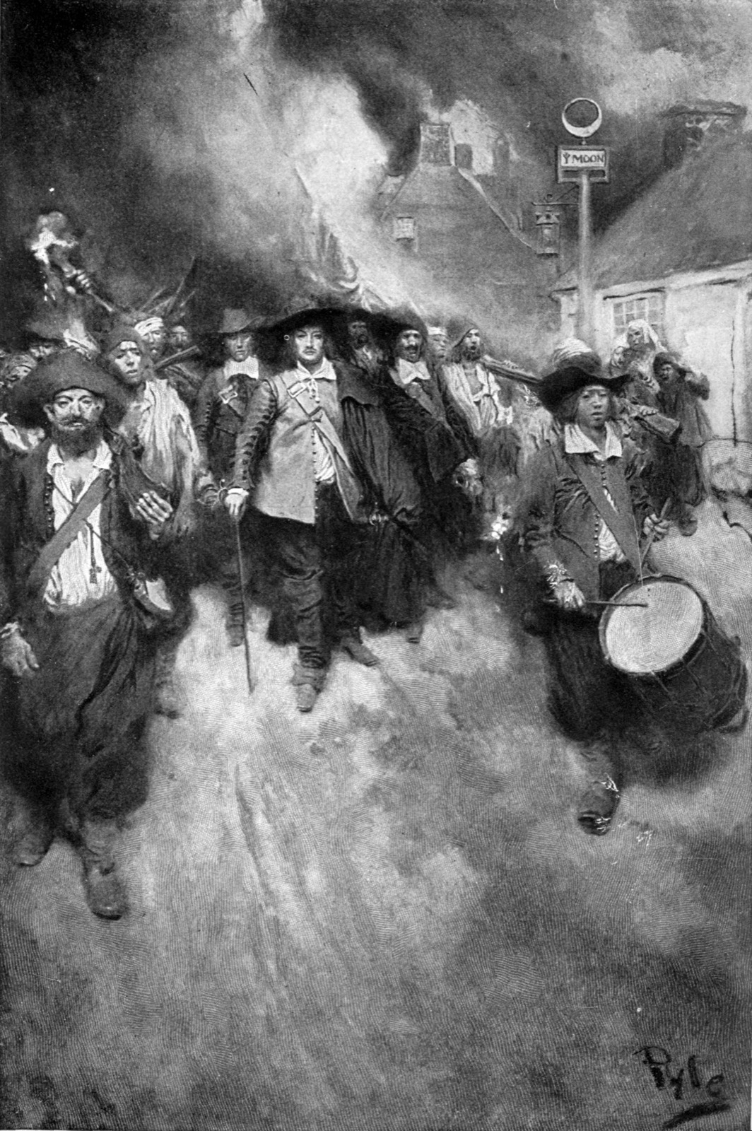Howard Pyle’s painting of the burning of Jamestown